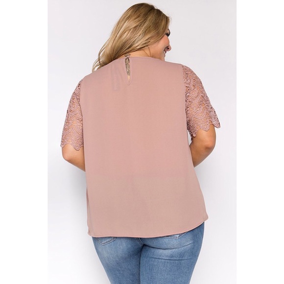 LAST ONE!!! CC Ivory Crochet Lace Sleeve Blouse - Picture 3 of 3